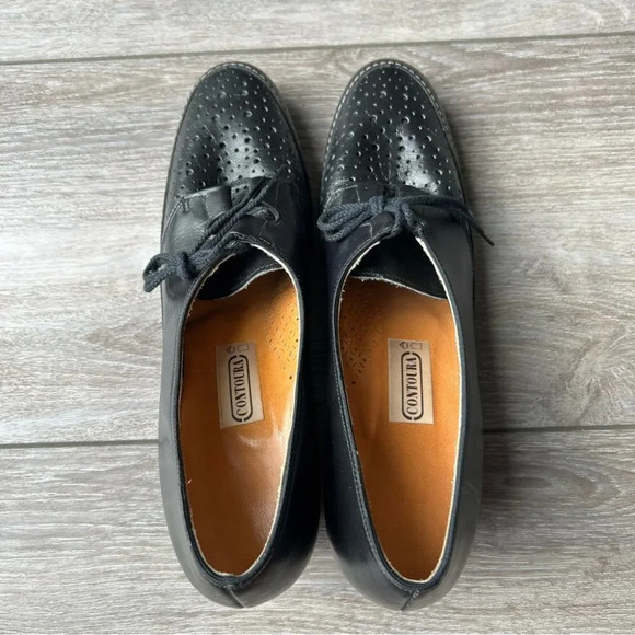 Vintage Contoura Black Full Leather  Lace Up Shoes - Picture 13 of 15